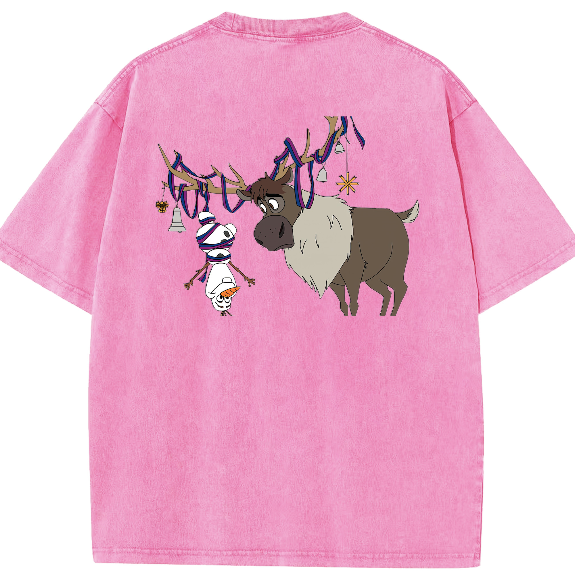 （画像用） アナと雪の女王 アンナ エルサ Frozen Anna Elsa 綿100% ヴィンテージ風 半袖Tシャツ（背面プリント）
